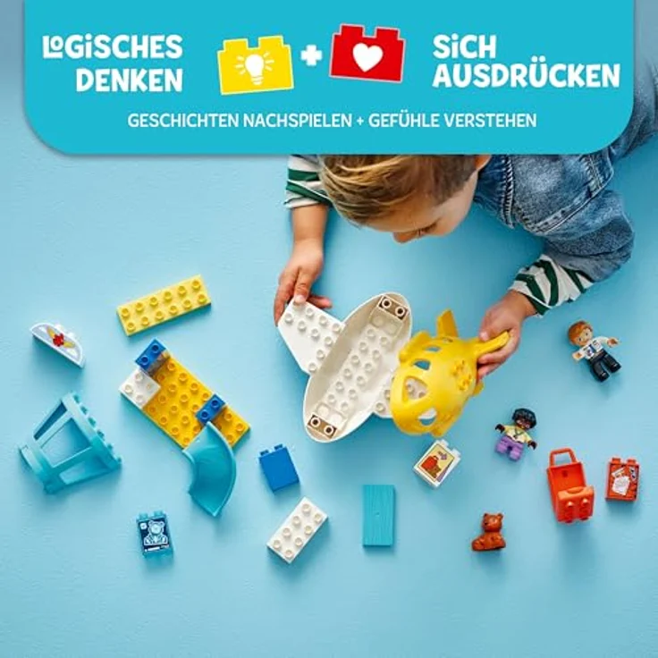 LEGO DUPLO Town Erster Besuch im Flughafen, Montessori Spielzeug für Kleinkinder mit Flugzeug und 2 Figuren, Lernspielzeug für kreative Rollenspiele, Geschenkidee für Kinder ab 2 Jahren, 10443 – Bild 3