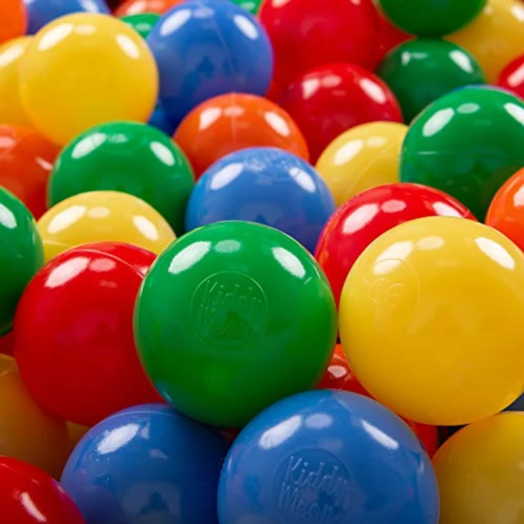 KiddyMoon 1200 ∅ 6Cm Kinder Bälle Für Bällebad Spielbälle Baby Plastikbälle Made In EU, Gelb/Grün/Blau/Rot/Orange – Bild 1