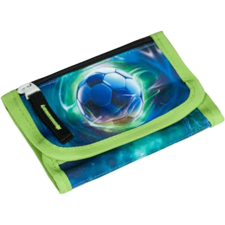 Baagl Brustbeutel Kinder, Mini Portemonnaie mit Münzfach, Fußball Ball Design, 14,5 x 8,5 cm, strapazierfähiges Polyester – Bild 1