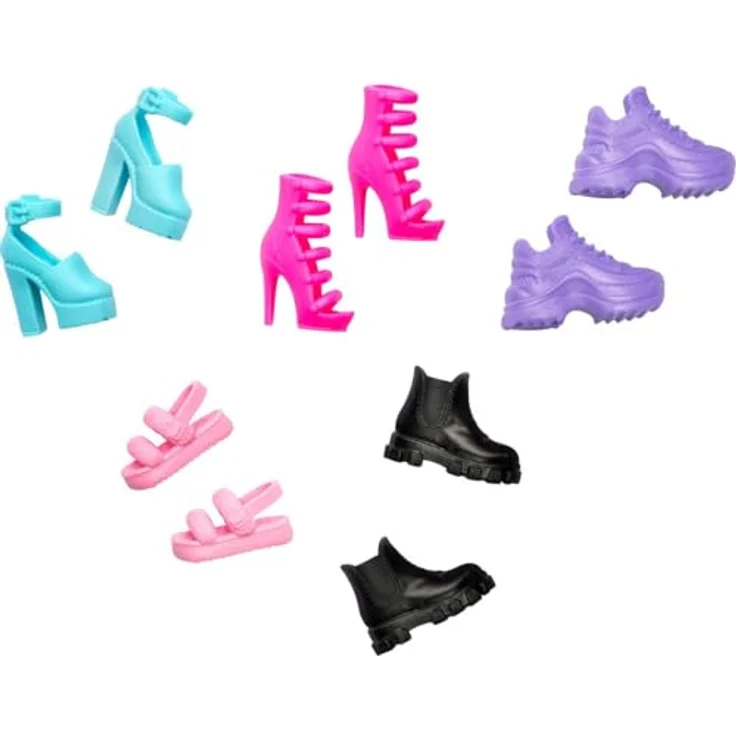 Mattel Barbie Fashion Pack HWV71, Schuhset mit 5 Paar Schuhen, Absätzen und Sneakers für Puppen – Bild 2