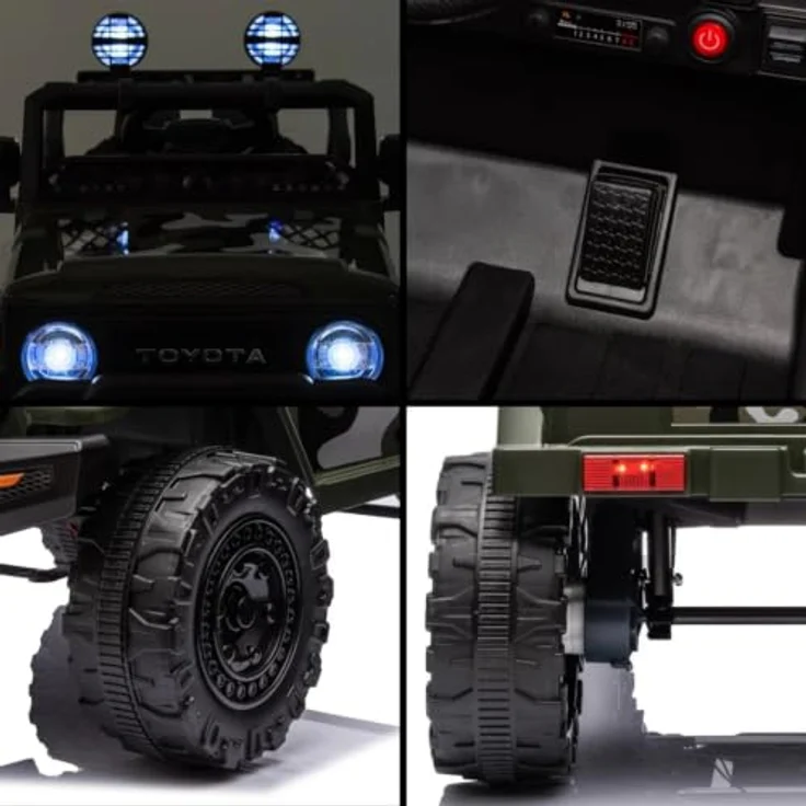 Vrooomy Elektrofahrzeug Toyota FJ Cruiser, 12V mit Fernbedienung, für 1 bis 6 Jahre, grün, 3 km/h-6 km/h, mit MP3-Player und Sicherheitsgurt – Bild 8