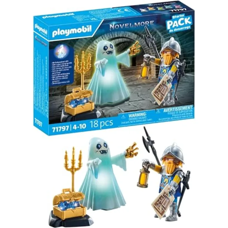 PLAYMOBIL 71797 Schlossgespenst und Ritter, Abenteuer-Set aus der Novelmore-Serie mit Schatzkarte und Edelsteinen