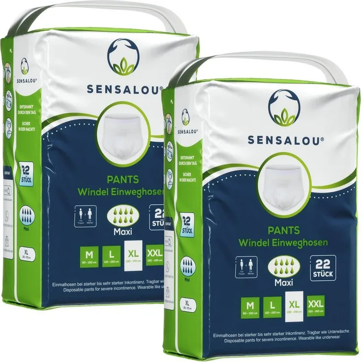 Sensalou Windeln Inkontinenz Pants Erwachsene Erwachsenenwindeln Hoeschenwindel Gr. XL (44-St), für starke Blasenschwäche, Weiß