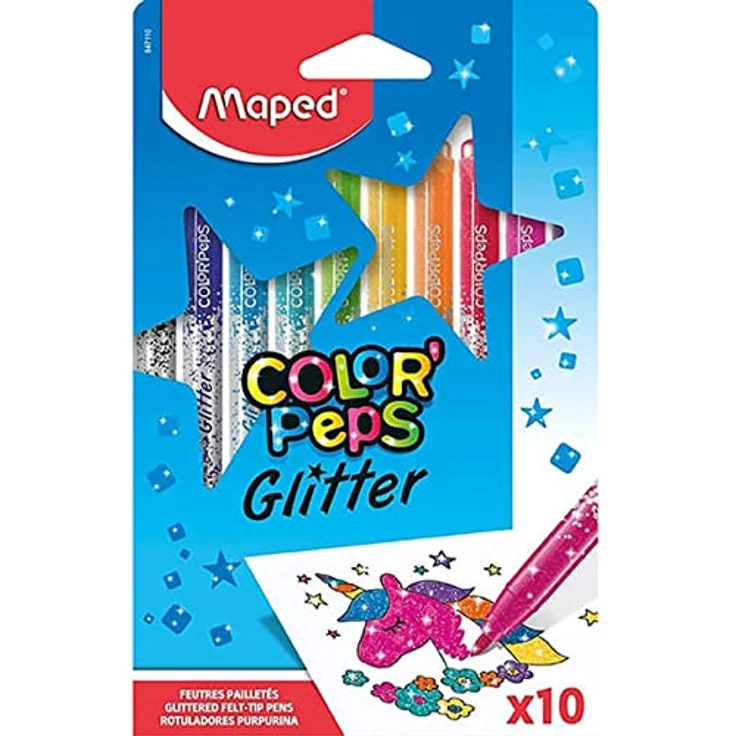 Maped - Glitzer-Filzstifte COLOR'PEPS GLITTER - hervorragende Deckkraft- extra viele Glitzerpartikel , 10 Stück (1er Pack) – Bild 1