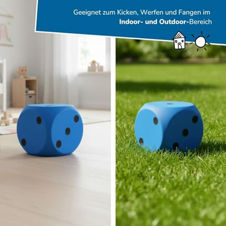 alldoro 63108 XXL Schaumstoff-Würfel Blau, 15 x 15 cm, weicher Spielwürfel für drinnen und draußen, lernfördernd und leise – Bild 5