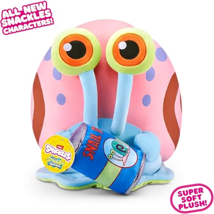 Snackles Spongebob Schwammkopf Gary The Snail, 35 cm großes Plüschspielzeug mit Snack-Accessoire und superweichem Plüsch – Bild 3