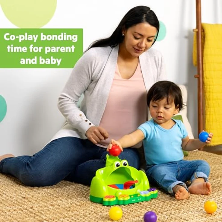 Bright Starts Poppin' Ball Frog, Lernspielzeug mit Licht und Sound für Babys ab 6 Monaten, inkl. 5 Bällen – Bild 7
