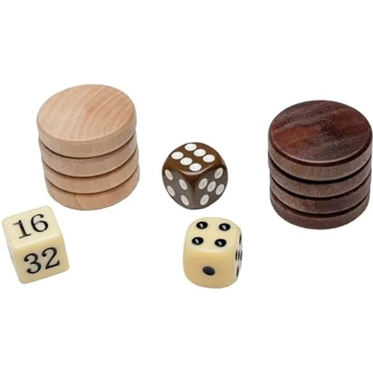 Philos Backgammon Symi groß, Brettspiel mit Magnetverschluss und Holzintarsien, Ebenholz- und Sandelholzoptik – Bild 6