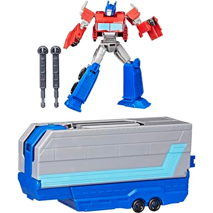 Transformers EarthSpark Optimus Prime Battle-Anhänger Spielset, 2-in-1 Spielset mit Lichtern und Geräuschen, inklusive Projektile