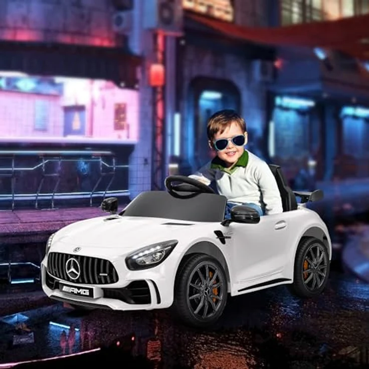 AIYAPLAY Elektro-Kinderauto 12 V Kinderauto mit 2,4G Fernbedienung, USB, MP3, Musik, Belastbarkeit 25 kg, (1-tlg), 3-5 km/h, für Kinder 3-6 Jahre, Schwarz – Bild 2