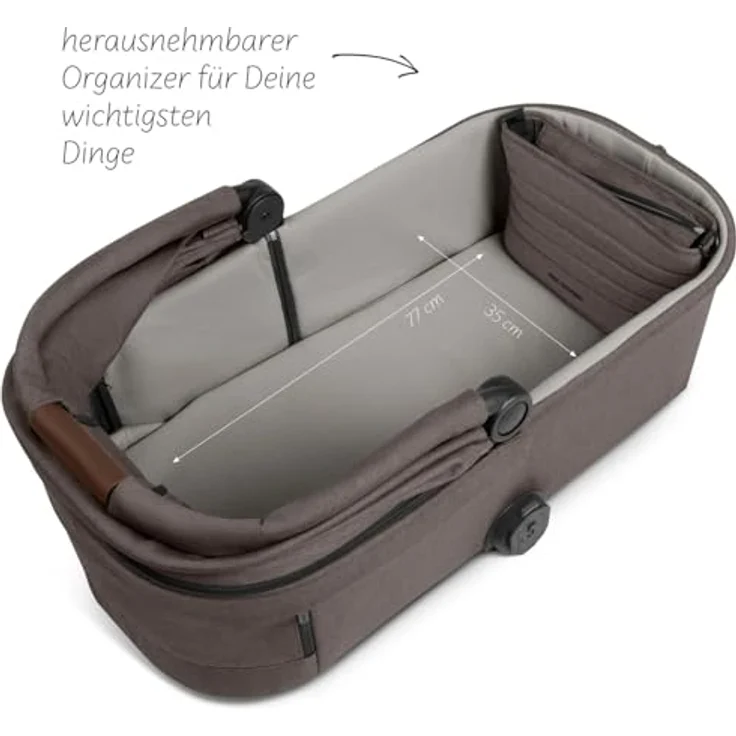 ABC City Life 2in1 Kombikinderwagen Set mit Tragewanne, kompakt für die Stadt, robuste Reifen, verstellbarer Sitz, Farbe: Nature – Bild 4