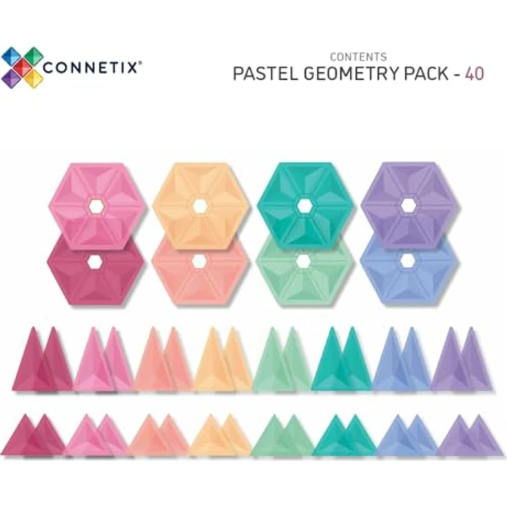 Connetix Pastel Geometry Pack Magnetspielebausteine, (Open Play, 40 Teile), ab 3 Jahren – Bild 6