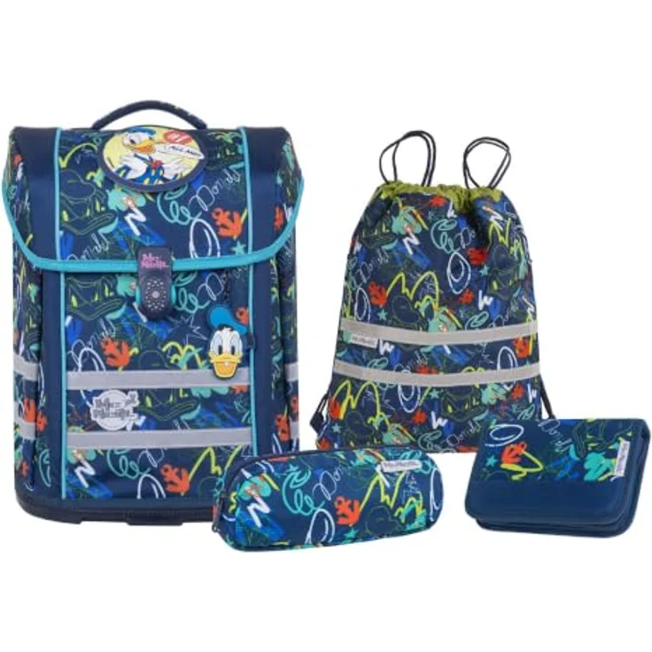 McNeill Schulranzen Perfecto (5-tlg), Polyester, mit reflektierendem Magnetschloss, höhenverstellbaren Gurten, 22 l Volumen – Bild 1