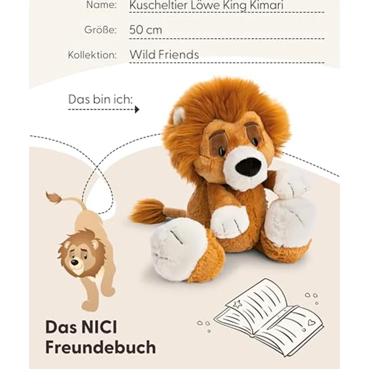 NICI Kuscheltier Löwe King Kimari, 50cm, braun, flauschig & recycelte Materialien, ideal zum Kuscheln und Spielen – Bild 5