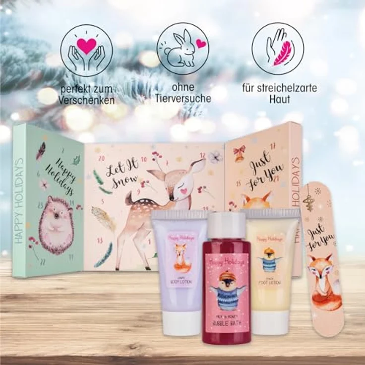 ACCENTRA Adventskalender HAPPY HOLIDAYS, buchförmige Verpackung mit hochwertigen Pflegeprodukten und festlichen Accessoires – Bild 5