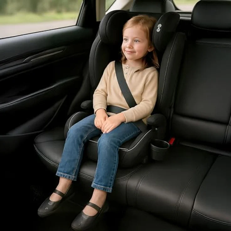 Tulano Joy 25, Kindersitz mit i-Size-Zulassung (ECE R129/03), verstärkter Kopfstütze und waschbarer Polsterung, schwarz – Bild 8