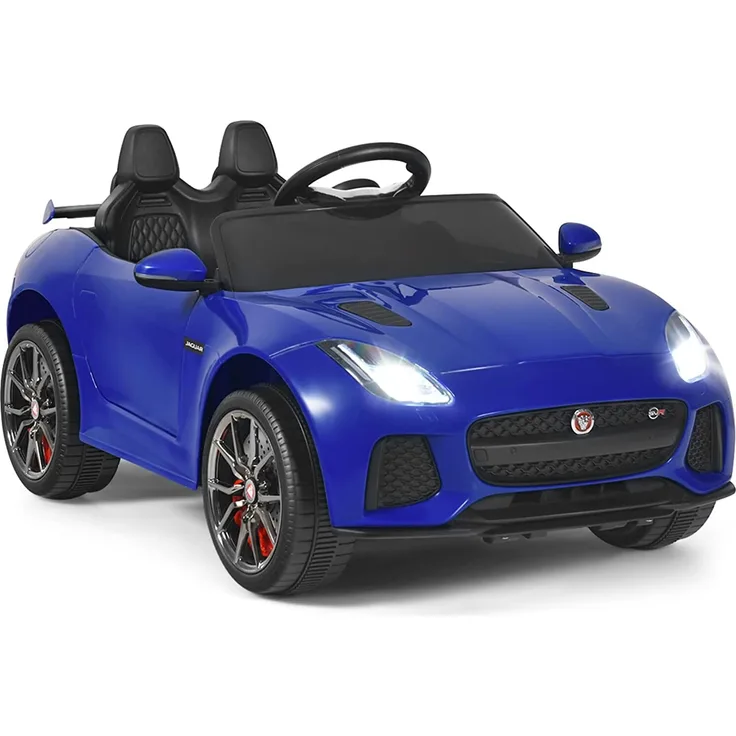 GOPLUS Jaguar Elektrofahrzeug mit Musik, Elektrisches Kinderauto Vor- und Rückwärtsschalter, 12V Akku, Spielfahrzeug für Kinder, Farbe: Schwarz/Rot/Rosa/Weiß/Blau