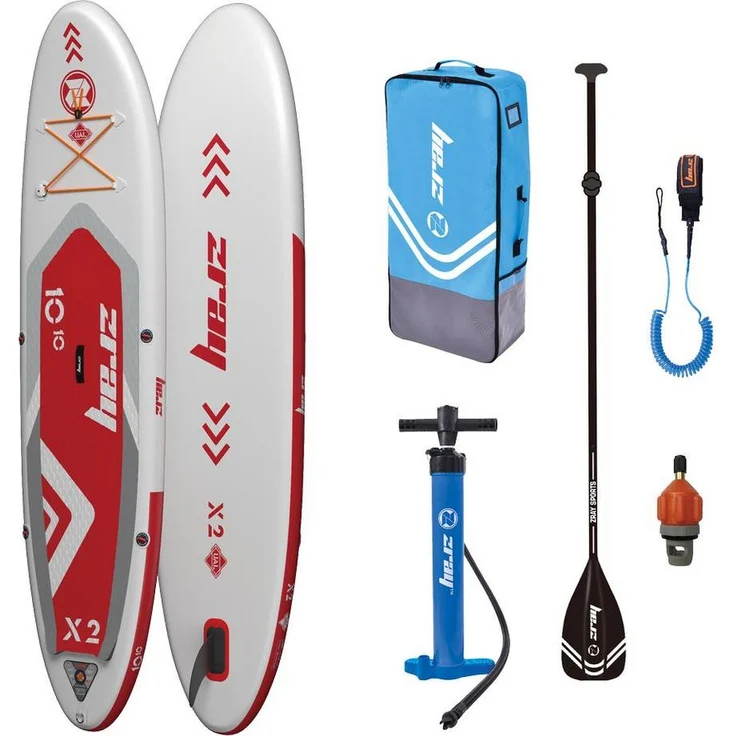 ZRAY Inflatable SUP-Board ZRAY X2 SUP Komplettset rot, Allround, bis 150kg Mit Paddel Pumpe Rucksack & Sicherheitsleine – Bild 1