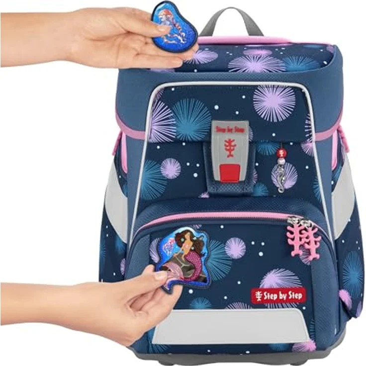 Step by Step Schulranzen-Set Space „Mermaid Delia“ 5-teilig, blau-rosa, ergonomischer Tornister mit Reflektoren, höhenverstellbar mit Hüftgurt für Mädchen ab der 1. Klasse, 20L – Bild 3