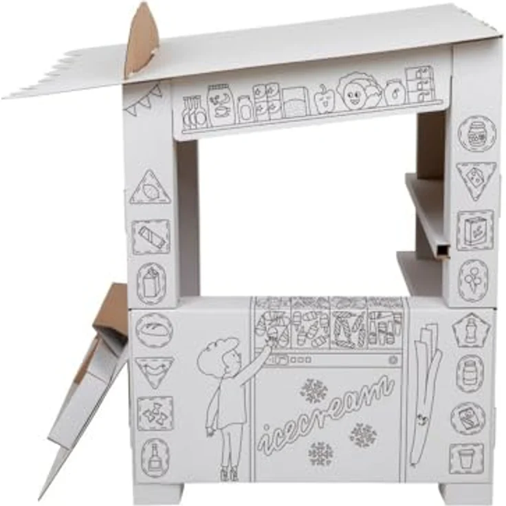 adam toys Tektorado Spielhaus aus Pappe, Karton-Bastelset zum Bemalen und Spielen für Kinder ab 3 Jahren, Indoor & Outdoor, Packmaß 50 x 98 x 5 cm – Bild 4