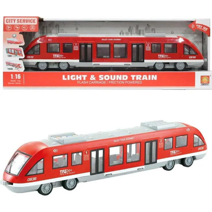 Askato Blaue Strassenbahn, Modelleisenbahn Lokomotive, 16,5 cm hoch, Schwarz-Rot, für Kinder ab 3 Jahren