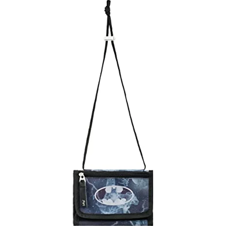 Baagl Brustbeutel Kinder - Geldbörse für Jungen, Mini Portemonnaie mit Münzfach, 14,5 x 8,5 cm, Batman Storm – Bild 2