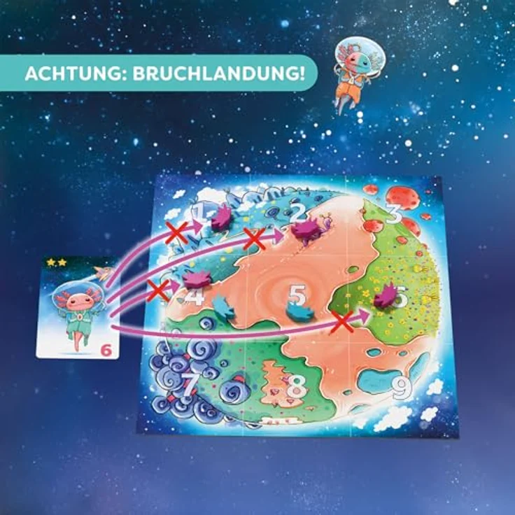 HABA Galaxolotl - No Risk No Stars - Abenteuerliches Karten- und Brettspiel für 2 bis 4 Spieler, ab 8 Jahren, mit witzigen Axolotl-Karten – Bild 5
