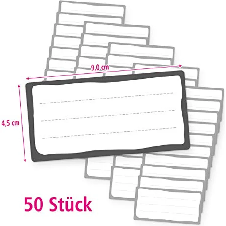 itenga 50x Buchetiketten, selbstklebende Schulheft Etiketten in Grau-Weiß, beschreibbar, 9x4,5cm – Bild 4