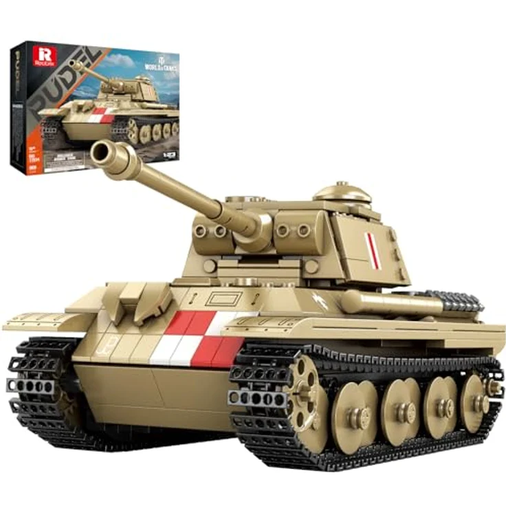 Reobrix Pudel Panzer-Bausteinset 77034, Militär-Panzermodell im Maßstab 1:23 mit 969 Teilen, autorisiert von World of Tanks, ab 14 Jahren – Bild 1