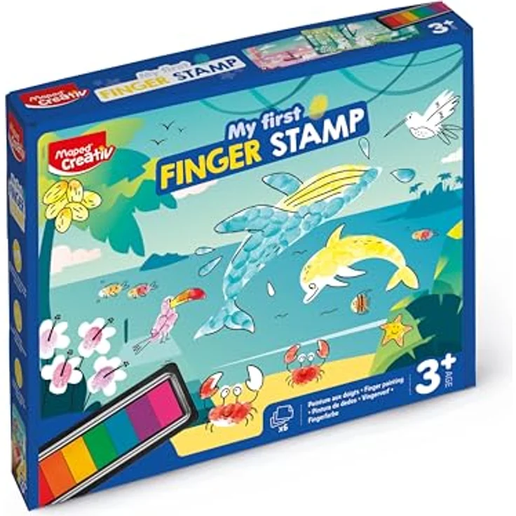 Maped CREATIV MY FIRST Fingerabdruck Stempelset, 7 Farben für kreatives Malen, inkl. Karten & Reinigungstuch, ideal für Kinder ab 3 Jahren – Bild 5