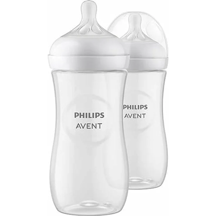 Philips AVENT Babyflasche Natural Response SCY906/02, 2 Stück, 330ml, ab dem 3. Monat, brustähnliches Design, Anti-colic-Ventil, tropfsicher – Bild 2