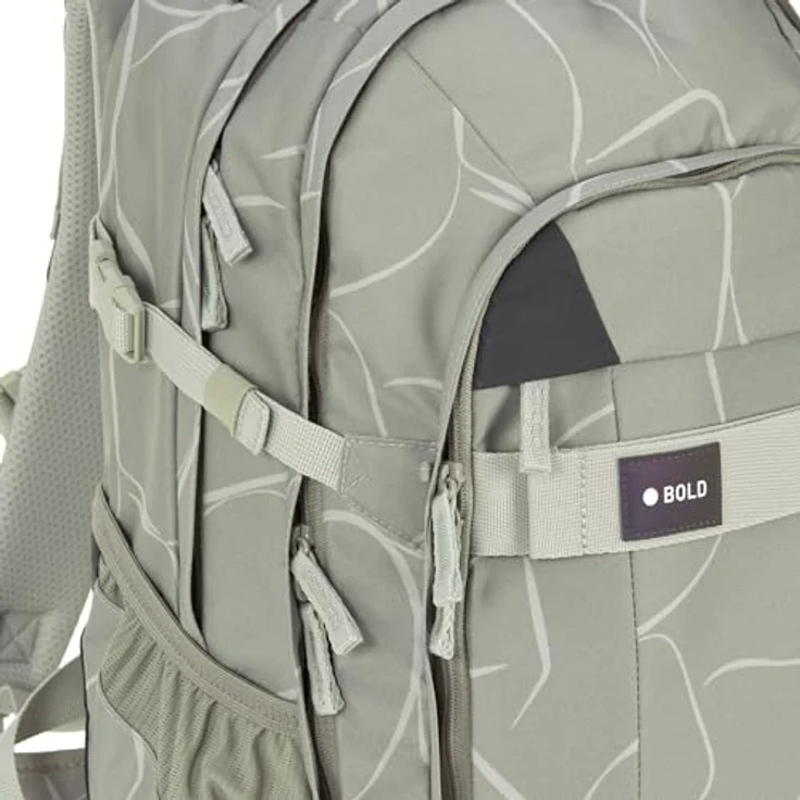 LÄSSIG BOLD Origin Schulrucksack, ergonomisch mit Reflektoren, höhenverstellbarem Rückenteil und 30 l Volumen, sage – Bild 4
