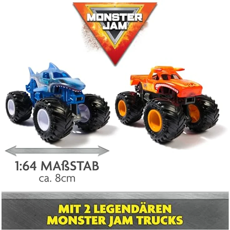 Monster Jam Supercharge Speedway, motorisierte Stunt-Strecke mit Rampen und Beleuchtung, inkl. 2 Trucks Megalodon und EL Toro Loco im Maßstab 1:64, für Kinder ab 3 Jahren – Bild 4