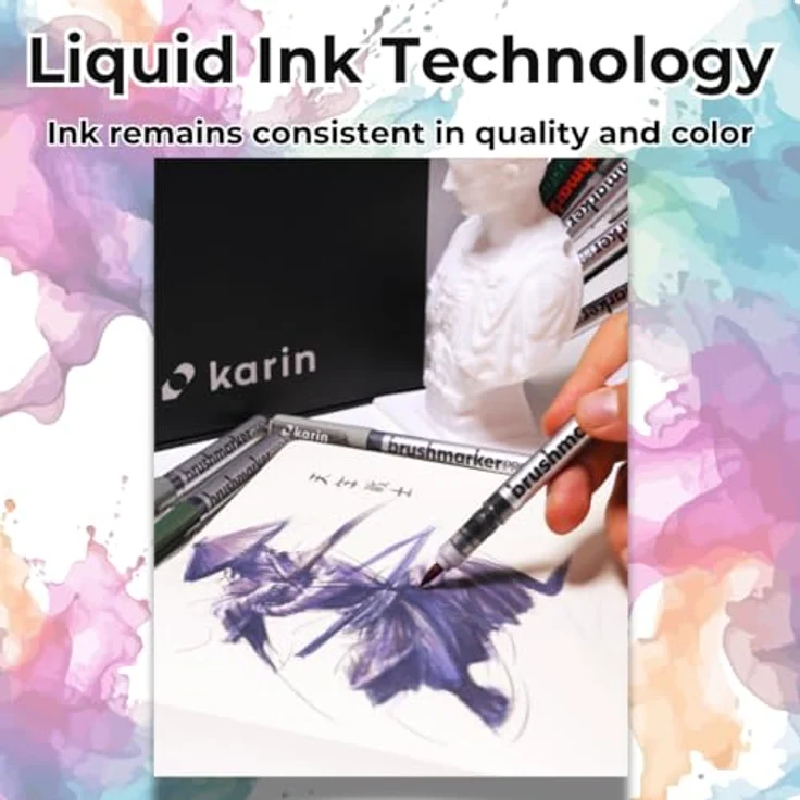 Karin Brushmarker PRO 12 Flower Colours Set, wasserbasierte Malfarben mit weicher Spitze zum Malen und Handlettern – Bild 2