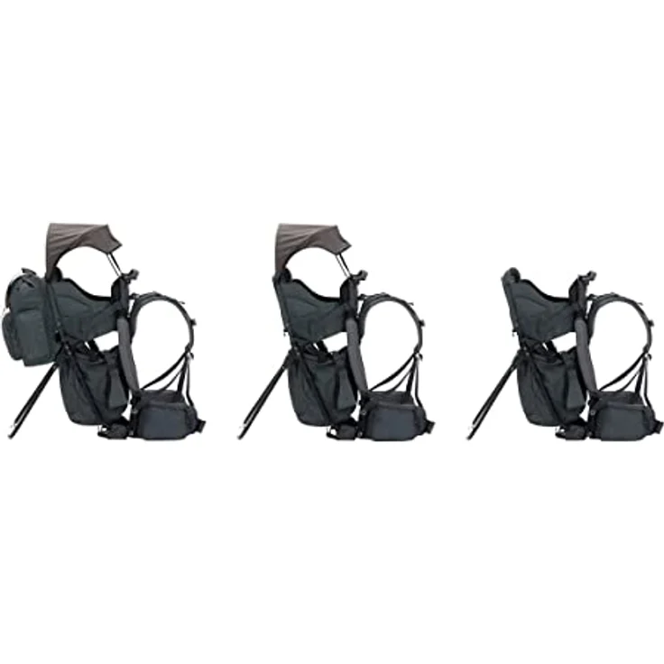 Fillikid Rückentrage Adventure, ergonomische Rückenbabytrage mit abnehmbarem Tagesrucksack, integrierter Sonnen- und Regenschutz, Farben: Frost Blue und Desert Beige – Bild 5