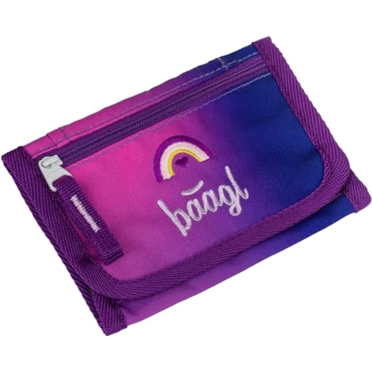 Baagl Brustbeutel Kinder, Geldbörse für Mädchen mit Münzfach und Kordel, Herzdesign, 14,5 x 8,5 cm, strapazierfähiges Polyester – Bild 1