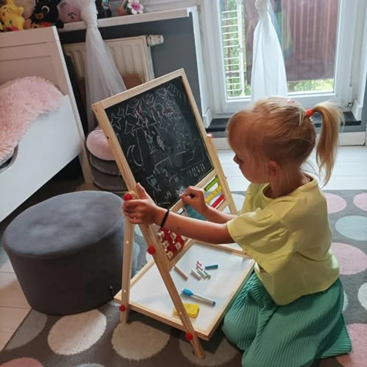 KRUZZEL Standtafel Faltbare Kindertafel, Doppelseitige Kreidetafel aus Holz – Bild 3