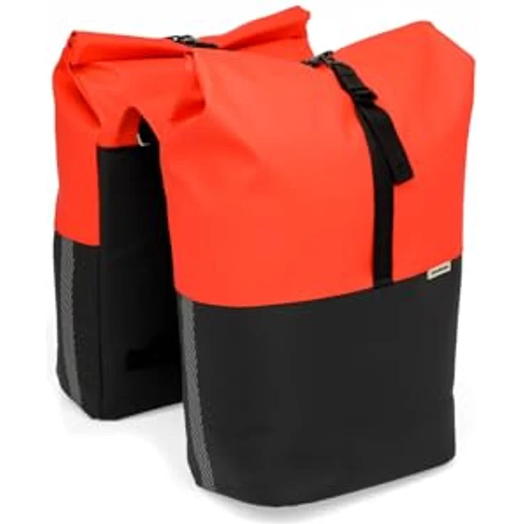 New Looxs Nyborg Double MIK, Gepäckträgertasche mit 34 l Volumen, rot-schwarz, strapazierfähiges Polyester – Bild 1