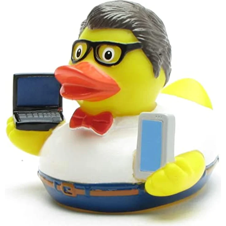 Duckshop Badeente - personalisierbar (Nerd Ente) mit eigenem Wunschtext, 8 cm, aus Vinyl – Bild 3