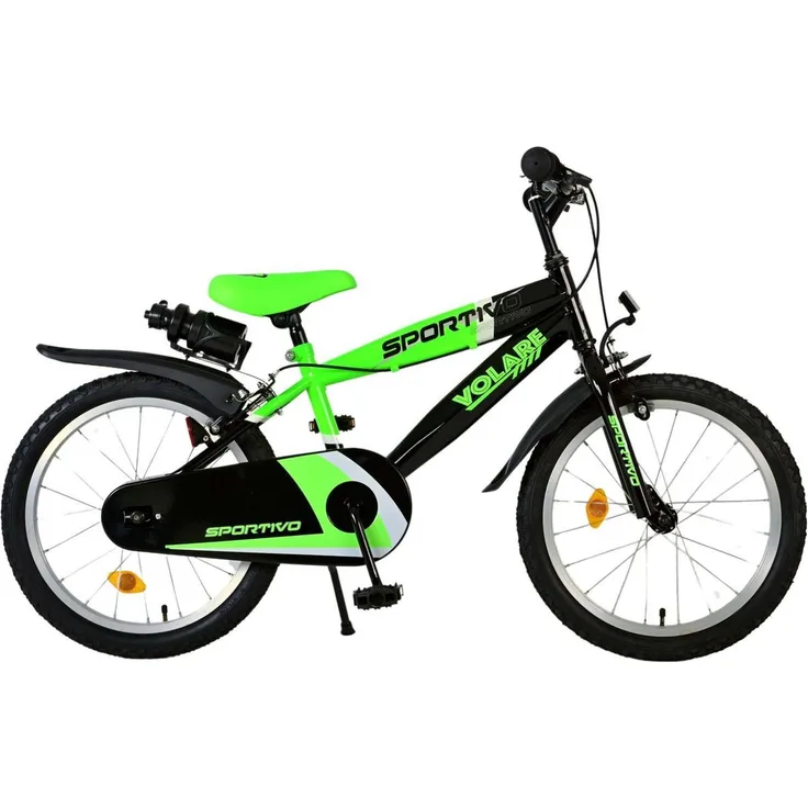 T&Y Trade Kinderfahrrad 18 Zoll Sportivo Grün 2071, 1 Gang, Seitenständer, Schutzbleche, Trinkflasche, Kettenschutz