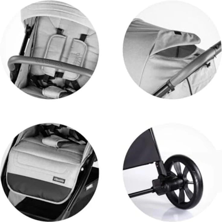 Chipolino Kinderwagen Ultera Buggy klappbar Korb Federung Hinterradbremse Gurt, grau – Bild 5