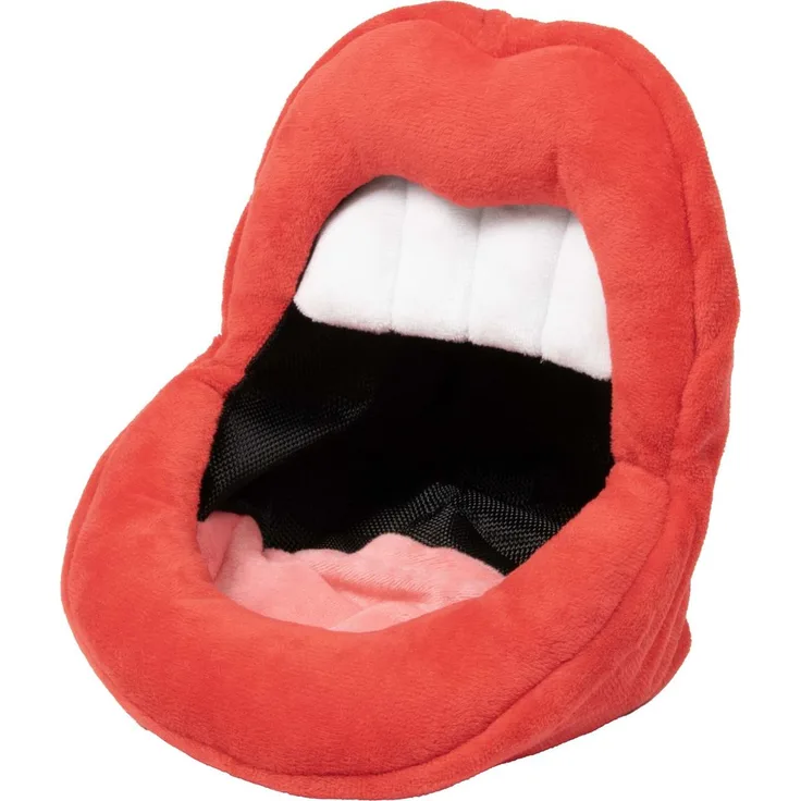 COOCKOO Hunde Plüschtier Happy Hangry, Snackspielzeug mit Knistergeräusch, rot, 17 x 18 x 18 cm