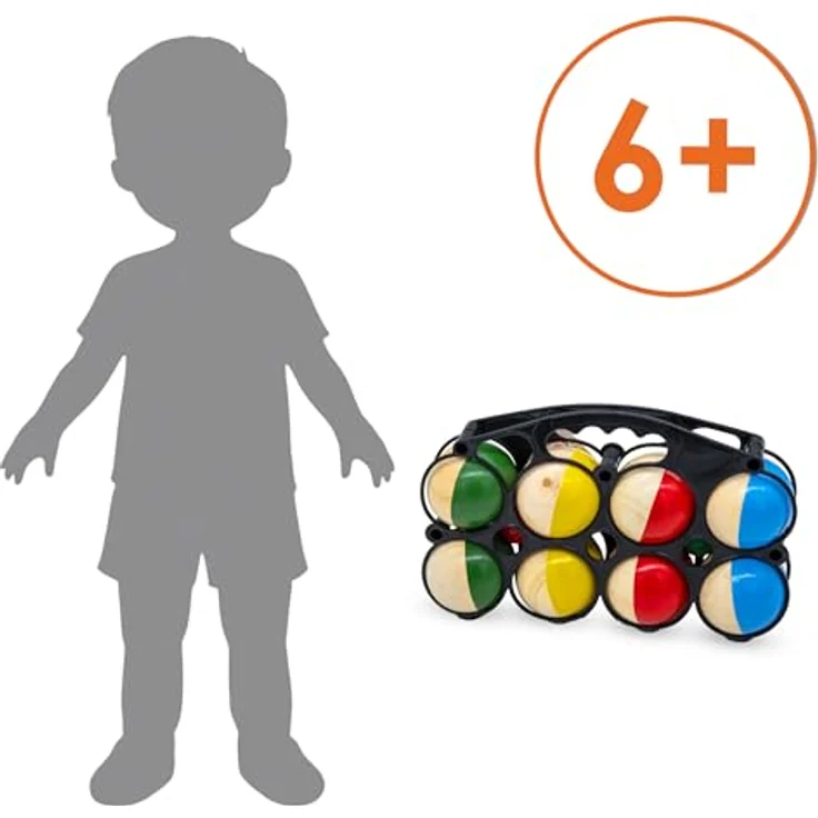 Spetebo Holz Boule Set mit Tragetasche, 8 leichte Holz Kugeln (Ø 7 cm), inkl. 2 Zielkugeln, für Kinder ab 6 Jahren – Bild 3