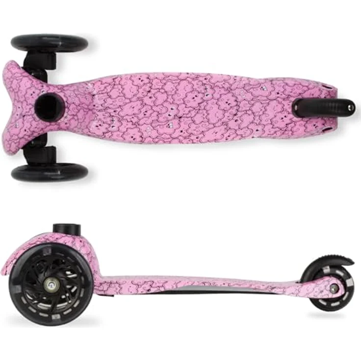 COIL Dreiradscooter, Kinderroller, Tretroller, Dreirad-Balance-Roller, Cityroller, ABEC-7-Lager, 3-stufige Lenkradverstellung, LED-Räder, Clouds – Bild 4