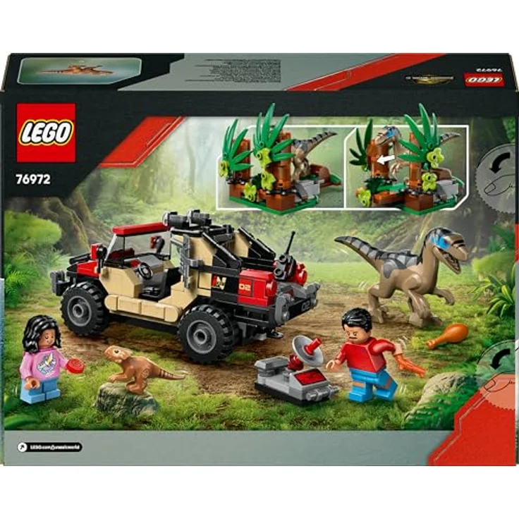 LEGO Jurassic World 76972, Raptor: Verfolgungsjagd mit Geländewagen, 285 Teile, ab 6 Jahre, mit Velociraptor und Minifiguren – Bild 8