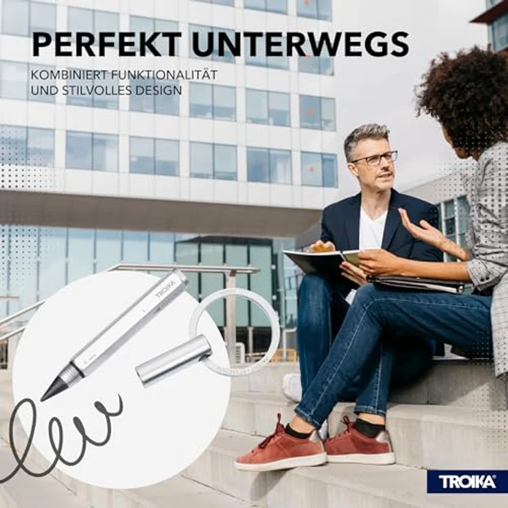 TROIKA ENDLESS TO GO Multitasking-Bleistift und Schlüsselanhänger mit nachhaltiger Endlos-Schreibspitze (ca. 20km Schreiblänge), Aluminium, silberfarben, mit Zentimeter-/Zoll-Lineal – Bild 5