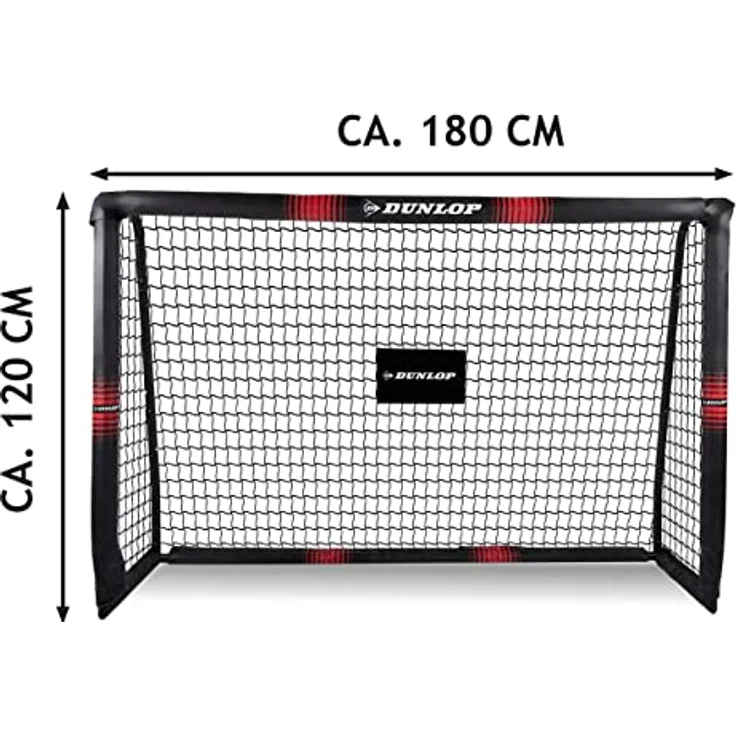 Dunlop Fußballtor - 180 x 120 x 60 cm - Metall - Fußballtrainingsgeräte für alle Altersgruppen - Einfache Montage - Schwarz/Rot – Bild 4