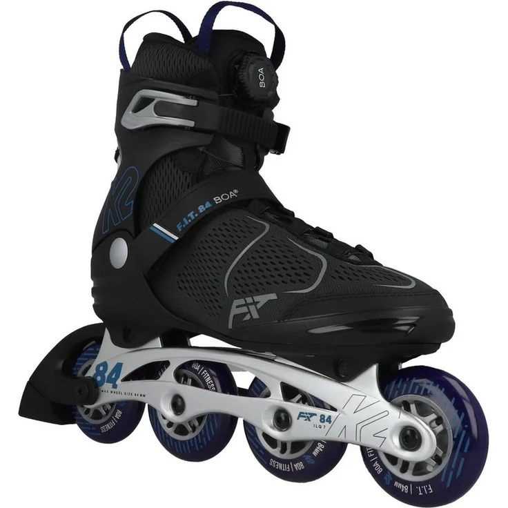 K2 Inlineskates F.I.T. 84 Boa Herren, Inline Skates mit ultimativem Spaßfaktor, stabilisierender Cuff Außenschale und reflektierenden Elementen, Schwarz/Blau – Bild 1