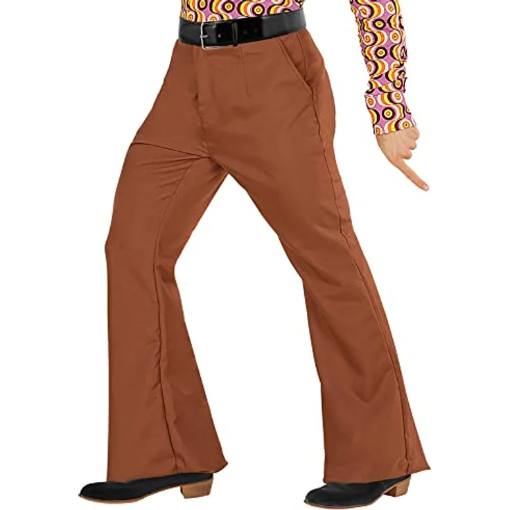 Widmann Groovy Herrenhose XL, 70er Jahre Style in braun, mit elastischem Bund und Seitentaschen – Bild 1
