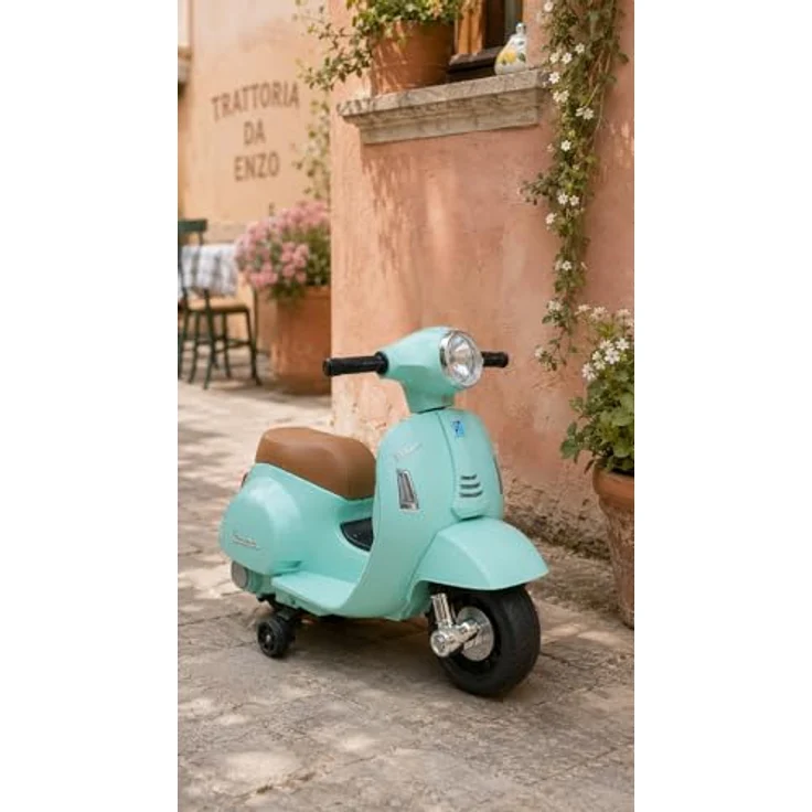 TURBO CHALLENGE 119151 Gepäckträger Vespa GTS Elektro-119151 – Wassergrün – Akku 6 V + USB-Ladegerät im Lieferumfang enthalten – Gewicht max. 25 kg – ab 2 Jahren, L – Bild 12